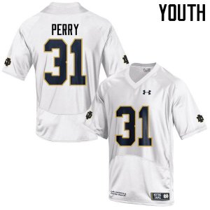 Notre Dame Fighting Irish Youth Spencer Perry #31 White Under Armour Authentic Stitched College NCAA Football Jersey CMY1699FS